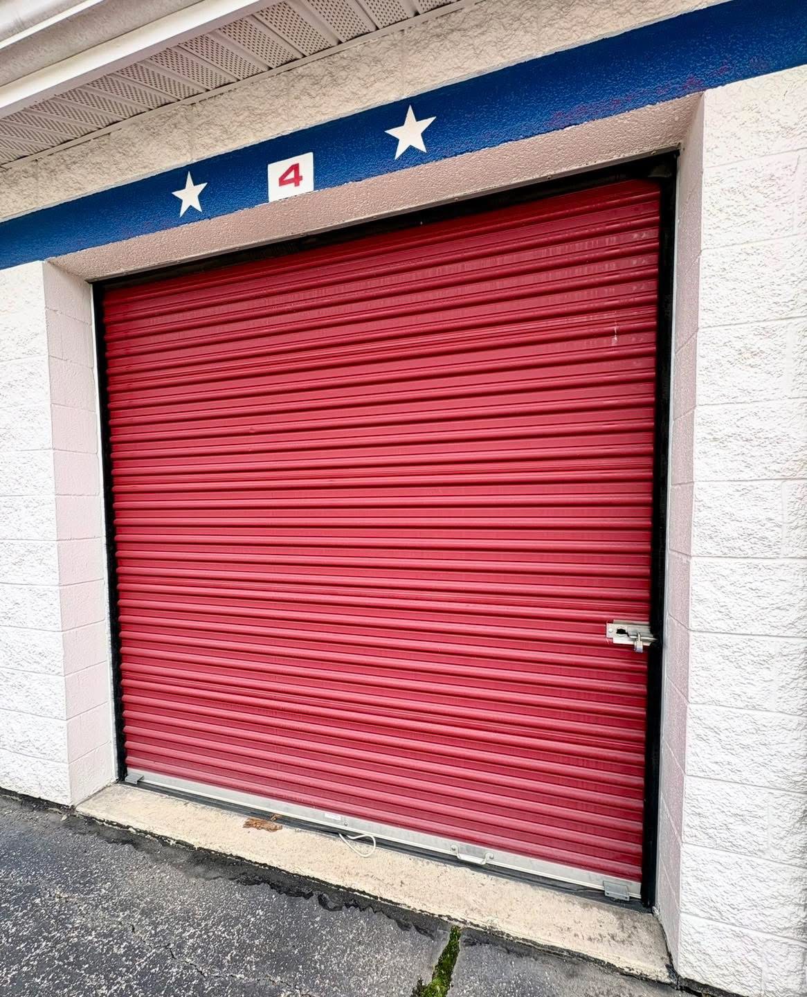 Red commercial rolling door